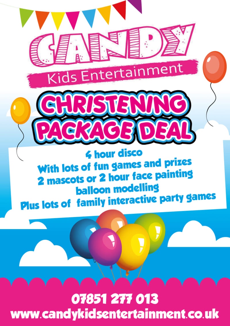 christening package Best Hire service in north east of east Candy Kids Entertainment